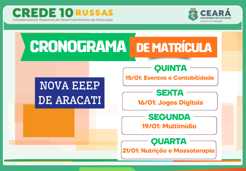 CRONOGRAMA DE MATRÍCULAS